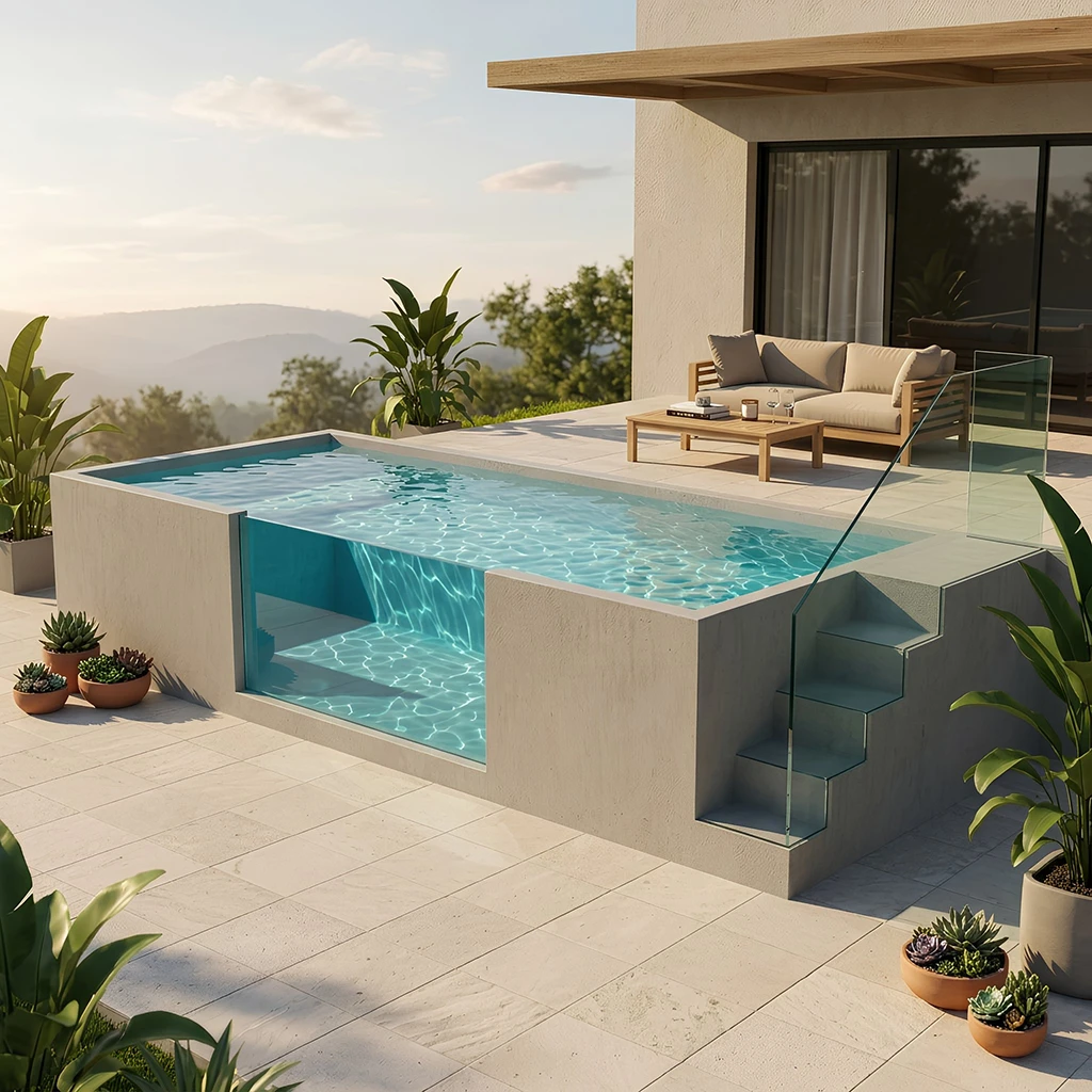 Aqua Luxe Pools - Equipamiento Premium - Barandilla de cristal